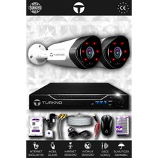 Turkno 2 Kameralı Galia 2 Dış Kamera Set 250 GB HDD Full Hd Gece Görüşlü Güvenlik Kamerası Sistemi