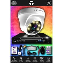 Turkno 1 Kameralı Domie 1 Iç Kamera Set 100 GB HDD Full Hd Renkli Gece Görüşlü Güvenlik Kamerası Sistemi