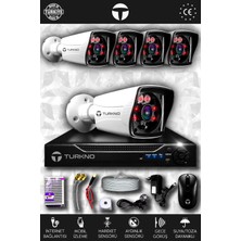 Turkno 5 Kameralı Karia 5 Dış Kamera Set Hdd'siz Full Hd Gece Görüşlü Güvenlik Kamerası Sistemi