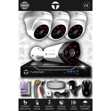 Turkno 4 Kameralı Galia 3 Iç Kamera Set Hdd'siz Full Hd Gece Görüşlü Güvenlik Kamerası Sistemi