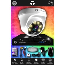 Turkno 1 Kameralı Domie 1 Iç Kamera Set Hdd'siz Full Hd Renkli Gece Görüşlü Güvenlik Kamerası Sistemi