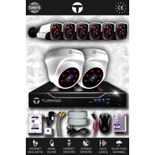 Turkno 8 Kameralı Pania 2 Iç Kamera Set 1 Tb HDD Full Hd Gece Görüşlü Güvenlik Kamerası Sistemi