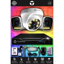 Turkno 3 Kameralı Navie 1 Iç Kamera Set 100 GB HDD Full Hd Renkli Gece Görüşlü Güvenlik Kamerası Sistemi