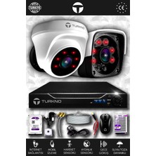 Turkno 2 Kameralı Pania 1 Iç Kamera Set 1 Tb HDD Full Hd Gece Görüşlü Güvenlik Kamerası Sistemi