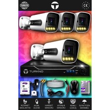 Turkno 4 Kameralı Navie 4 Dış Kamera Set 320 GB HDD Full Hd Renkli Gece Görüşlü Güvenlik Kamerası Sistemi