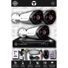 Turkno 3 Kameralı Galia 3 Dış Kamera Set 1 Tb HDD Full Hd Gece Görüşlü Güvenlik Kamerası Sistemi