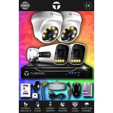 Turkno 4 Kameralı Navie 2 Iç Kamera Set 320 GB HDD Full Hd Renkli Gece Görüşlü Güvenlik Kamerası Sistemi