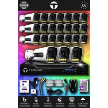 Turkno 24 Kameralı Navie 24 Dış Kamera Set 250 GB HDD Full Hd Renkli Gece Görüşlü Güvenlik Kamerası Sistemi