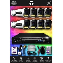 Turkno 8 Kameralı Navie 8 Dış Kamera Set 100 GB HDD Full Hd Renkli Gece Görüşlü Güvenlik Kamerası Sistemi