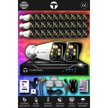 Turkno 32 Kameralı Karie 32 Dış Kamera Set 100 GB HDD Full Hd Renkli Gece Görüşlü Güvenlik Kamerası Sistemi