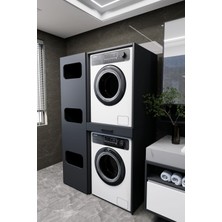 Washbox Banyo Kirli Sepetli Çamaşır Makinası Dolabı ve Kurutma Makinası Dolabı Antrasit