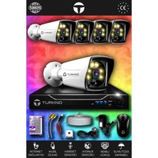 Turkno 5 Kameralı Karie 5 Dış Kamera Set Hdd'siz Full Hd Renkli Gece Görüşlü Güvenlik Kamerası Sistemi