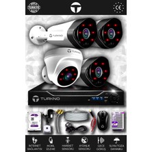 Turkno 4 Kameralı Galia 1 Iç Kamera Set 250 GB HDD Full Hd Gece Görüşlü Güvenlik Kamerası Sistemi