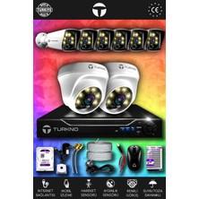 Turkno 8 Kameralı Karie 2 Iç Kamera Set 500 GB HDD Full Hd Renkli Gece Görüşlü Güvenlik Kamerası Sistemi