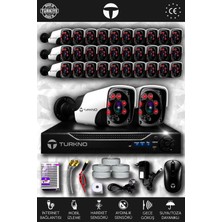 Turkno 32 Kameralı Pania 32 Dış Kamera Set Hdd'siz Full Hd Gece Görüşlü Güvenlik Kamerası Sistemi