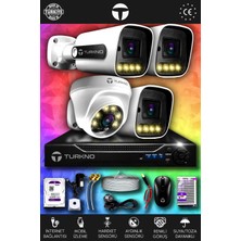 Turkno 4 Kameralı Navie 1 Iç Kamera Set 320 GB HDD Full Hd Renkli Gece Görüşlü Güvenlik Kamerası Sistemi