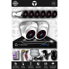 Turkno 8 Kameralı Galia 2 Iç Kamera Set Hdd'siz Full Hd Gece Görüşlü Güvenlik Kamerası Sistemi