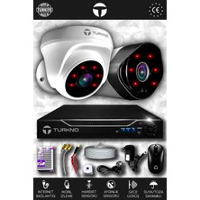 Turkno 2 Kameralı Galia 1 Iç Kamera Set Hdd'siz Full Hd Gece Görüşlü Güvenlik Kamerası Sistemi