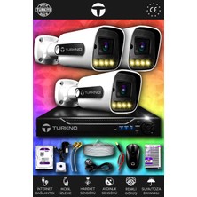 Turkno 3 Kameralı Navie 3 Dış Kamera Set 100 GB HDD Full Hd Renkli Gece Görüşlü Güvenlik Kamerası Sistemi