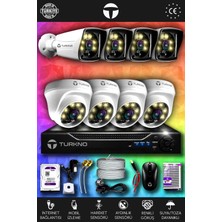 Turkno 8 Kameralı Karie 4 Iç Kamera Set 500 GB HDD Full Hd Renkli Gece Görüşlü Güvenlik Kamerası Sistemi