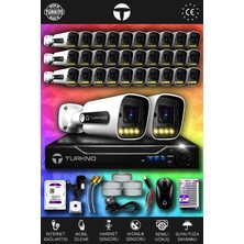 Turkno 32 Kameralı Navie 32 Dış Kamera Set 320 GB HDD Full Hd Renkli Gece Görüşlü Güvenlik Kamerası Sistemi