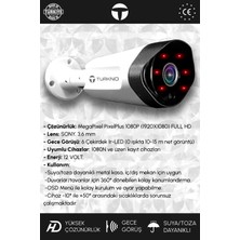 Turkno 4 Kameralı Galia 4 Dış Kamera Set Hdd'siz Full Hd Gece Görüşlü Güvenlik Kamerası Sistemi