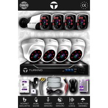 Turkno 8 Kameralı Pania 4 Iç Kamera Set 100 GB HDD Full Hd Gece Görüşlü Güvenlik Kamerası Sistemi