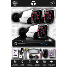 Turkno 3 Kameralı Pania 3 Dış Kamera Set 100 GB HDD Full Hd Gece Görüşlü Güvenlik Kamerası Sistemi