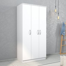 Nisa 3 Kapılı 6 Raflı Geniş Gardrop BEYAZ-GRD0901