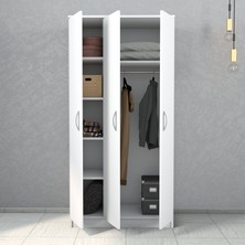 Nisa 3 Kapılı 6 Raflı Geniş Gardrop BEYAZ-GRD0901