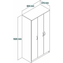 Nisa 3 Kapılı 6 Raflı Geniş Gardrop BEYAZ-GRD0901