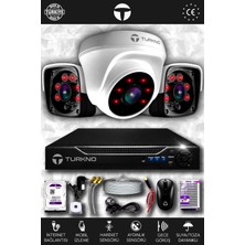 Turkno 3 Kameralı Pania 1 Iç Kamera Set 2 Tb HDD Full Hd Gece Görüşlü Güvenlik Kamerası Sistemi