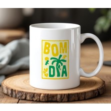 BB Design BB Desing Bom Dıa Tasarımlı Beyaz Seramik Baskılı Kupa Bardak 330 ml