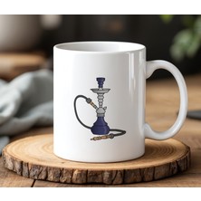 BB Design BB Desing  Nargile Tasarımlı Beyaz Seramik Baskılı Kupa Bardak 330 ml