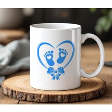 BB Design BB Desing Erkek Bebek Ayağı Tasarımlı Beyaz Seramik Baskılı Kupa Bardak 330 ml