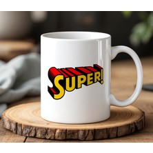 BB Design BB Desing Suuper! Tasarımlı Beyaz Seramik Baskılı Kupa Bardak 330 ml