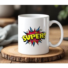 BB Design BB Desing Super! Tasarımlı Beyaz Seramik Baskılı Kupa Bardak 330 ml