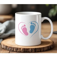 BB Design BB Desing  Bebek Ayakları Tasarımlı Beyaz Seramik Baskılı Kupa Bardak 330 ml