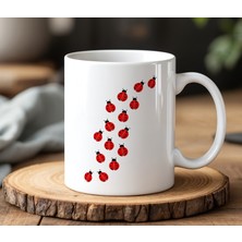 BB Design BB Desing Uğur Böcekleri Tasarımlı Beyaz Seramik Baskılı Kupa Bardak 330 ml