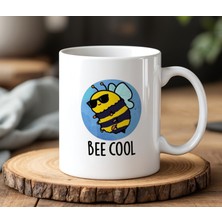 BB Design BB Desing Bee Cool Tasarımlı Beyaz Seramik Baskılı Kupa Bardak 330 ml