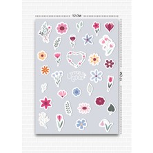 Çiçek Temalı 5'li Sticker | Bullet Journal | Notebook | Ajanda | Scrapbook Için Uygun Set