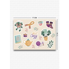 Cozy Temalı 5'li Sticker | Bullet Journal | Notebook | Ajanda | Scrapbook Için Uygun Set