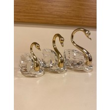 Dekoratif 3 'lü Kristal Altın Kuğu