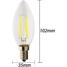 C35 Rustik Ampul 4W E14 Duy Beyaz Cam Gün Işığı Filament Mum Tipi