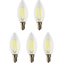 C35 Rustik Ampul 4W E14 Duy Beyaz Cam Gün Işığı Filament Mum Tipi