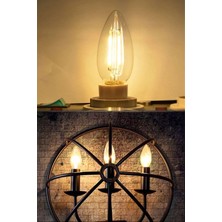 C35 Rustik Ampul 4W E14 Duy Beyaz Cam Gün Işığı Filament Mum Tipi
