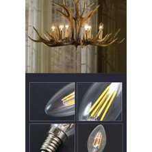 C35 Rustik Ampul 4W E14 Duy Beyaz Cam Gün Işığı Filament Mum Tipi