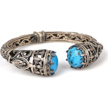 Nusret Takı 925 Ayar Gümüş Firuze Taşlı Konstantin Bilezik