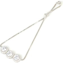 Nusret Takı 925 Ayar Gümüş Yuvarlak Zirkon Taşlı Asansörlü Bileklik