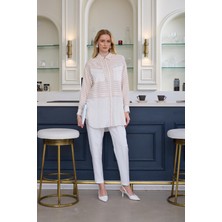 Premium By Moodbasic Taşlı Çizgili Saten Tunik